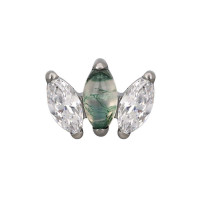 Marquise Fan CZ & Moss Agate