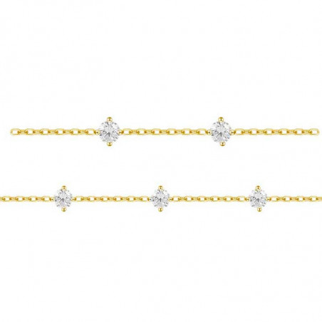 Cadena Prong CZ Dorada (PVD)
