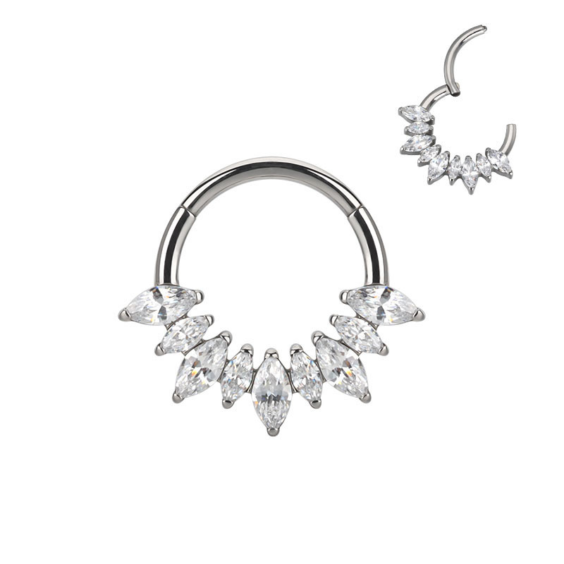 "Iris" 9 Bezel Set Marquise CZ Clicker