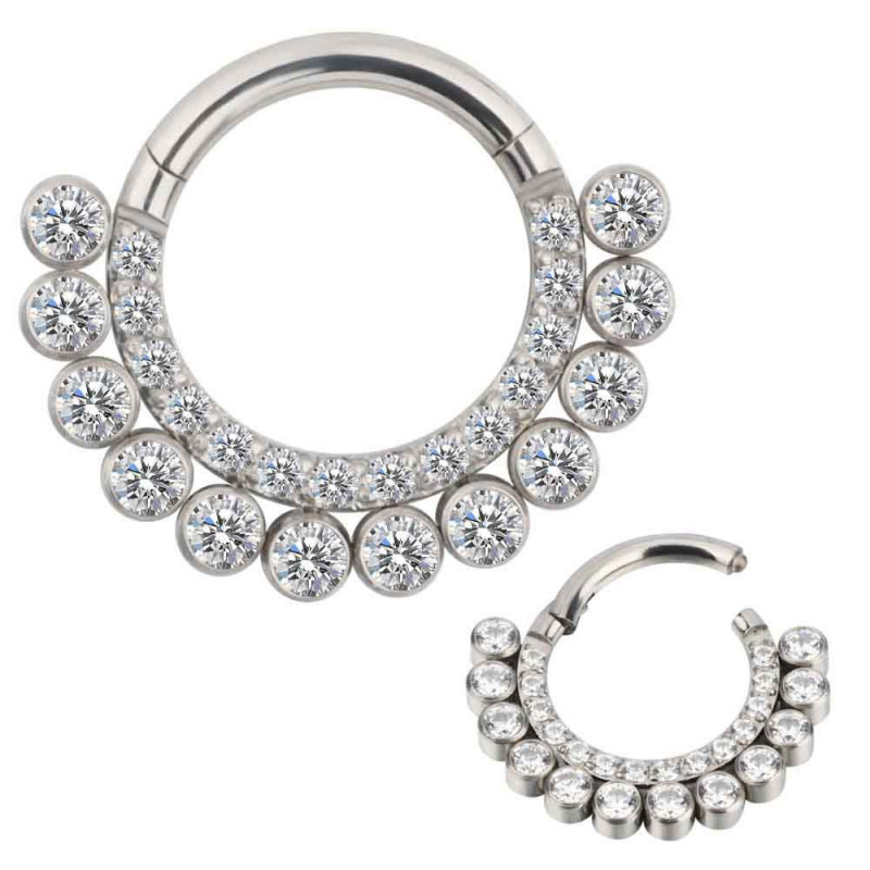 "Kenia" CZ Pave Face With Bezel CZ Clicker
