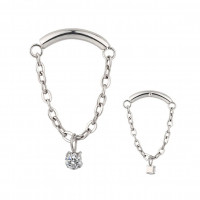 Curved Bar With CZ on Chain