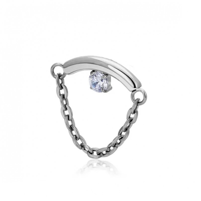 Curved Bar With CZ on Bar