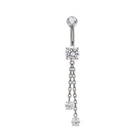 CZ Navel With 2 Chain