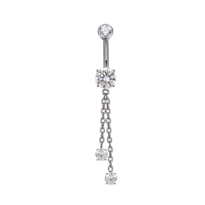 CZ Navel With 2 Chain