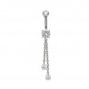 CZ Navel With 2 Chain